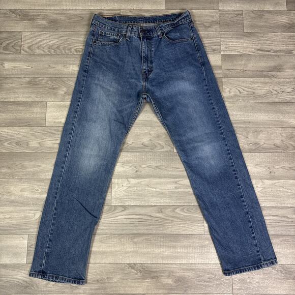 Levi's 505 Regular Fit Straight Leg Denim Jeans Medium Wash sz 33 x 29.5 - Picture 2 of 7